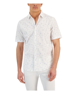 Men's Trion Classic-Fit Geo-Print Button-Down Poplin Shirt, Created for Macy's