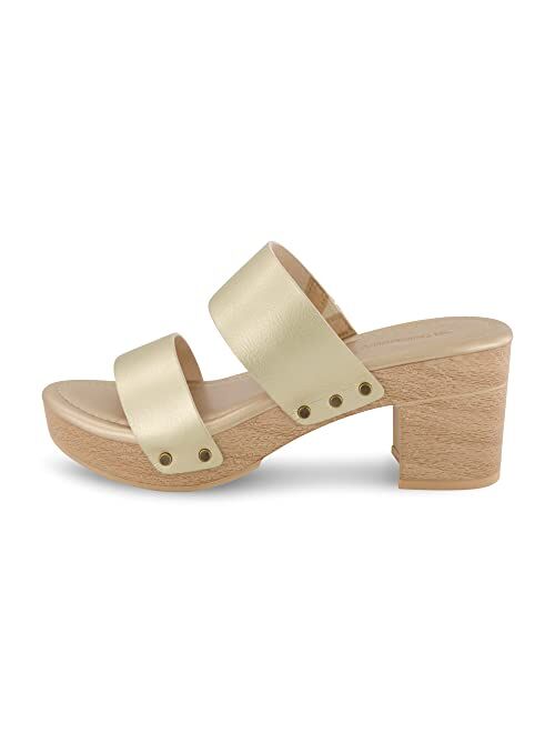 CUSHIONAIRE Women's Sky Faux Wood Sandal +Comfort Foam & LiteSole Technology