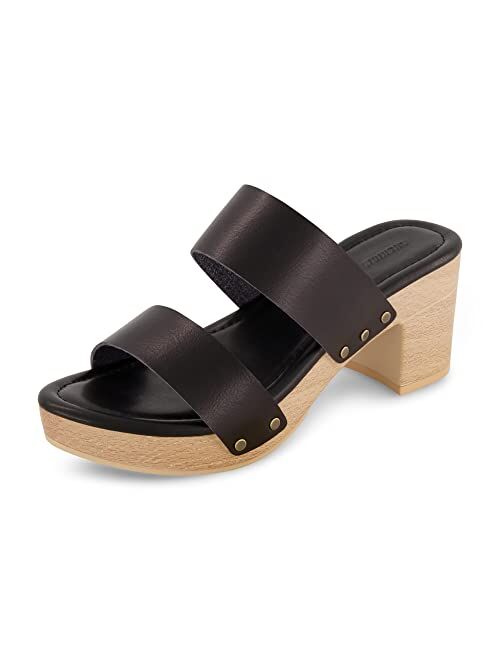 CUSHIONAIRE Women's Sky Faux Wood Sandal +Comfort Foam & LiteSole Technology