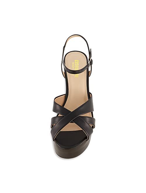 CUSHIONAIRE Women's Foxy platform dress sandal +Memory Foam and Wide Widths Available