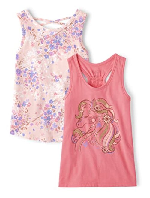 The Children's Place Girls' Sleeveless Graphic Tank Top 2 Pack