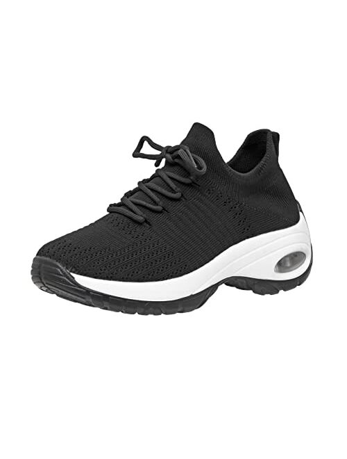 CUSHIONAIRE Women's Blaze Stretch Knit Slip on lace Sneaker +Memory Foam & LiteSole Technology