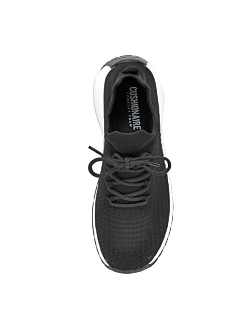 CUSHIONAIRE Women's Blaze Stretch Knit Slip on lace Sneaker +Memory Foam & LiteSole Technology