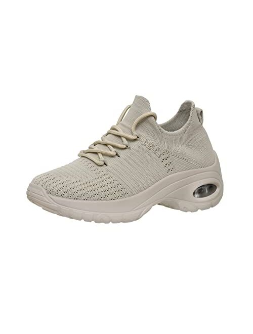 CUSHIONAIRE Women's Blaze Stretch Knit Slip on lace Sneaker +Memory Foam & LiteSole Technology