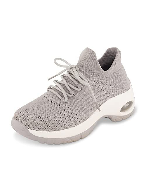 CUSHIONAIRE Women's Blaze Stretch Knit Slip on lace Sneaker +Memory Foam & LiteSole Technology