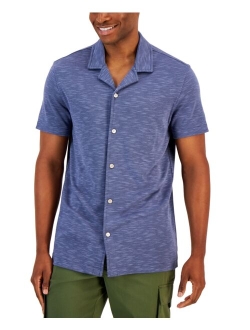 Men's Slub Pique Textured Short-Sleeve Camp Collar Shirt, Created for Macy's