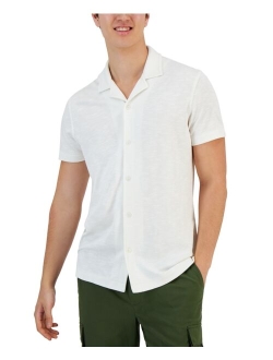 Men's Slub Pique Textured Short-Sleeve Camp Collar Shirt, Created for Macy's