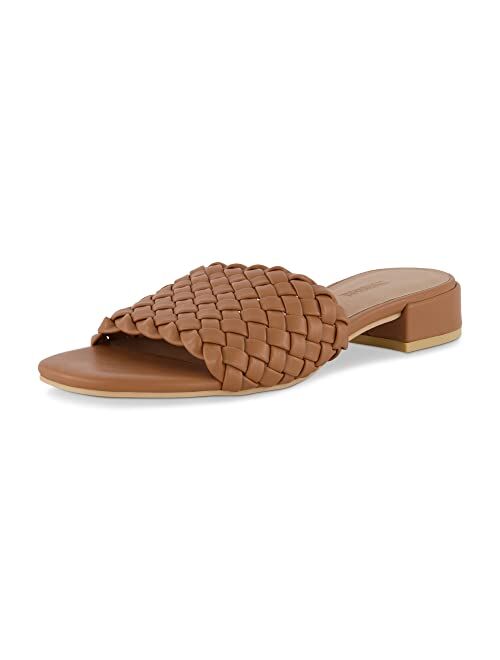 CUSHIONAIRE Women's Nerida woven low block heel sandal +Memory Foam