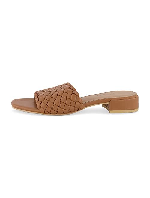 CUSHIONAIRE Women's Nerida woven low block heel sandal +Memory Foam