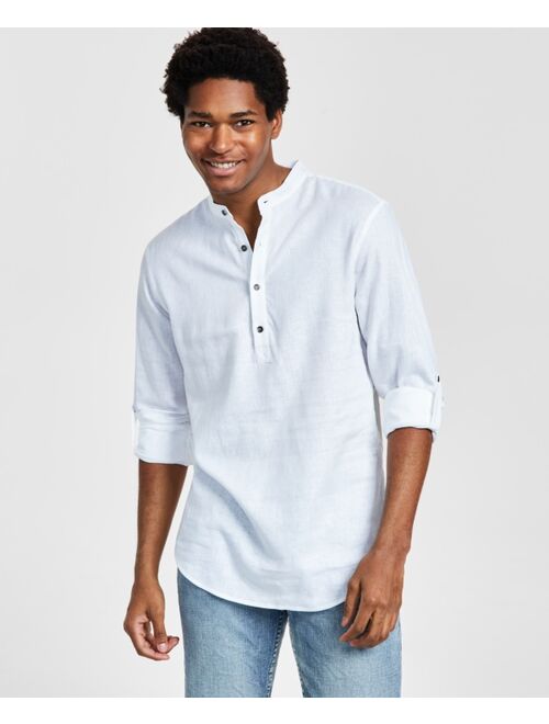 INC International Concepts Men's Regular-Fit Linen Popover Shirt, Created for Macy's