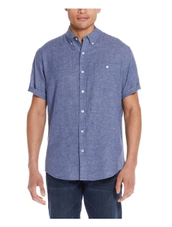 Men's Linen Cotton Slub Short Sleeve Button Down Shirt