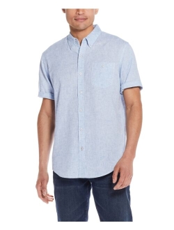 Men's Linen Cotton Slub Short Sleeve Button Down Shirt