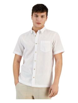 Men's Blake Linen Chambray Short Sleeve Button-Front Shirt, Created for Macy's