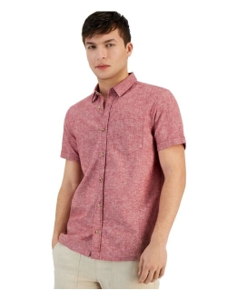 Men's Blake Linen Chambray Short Sleeve Button-Front Shirt, Created for Macy's