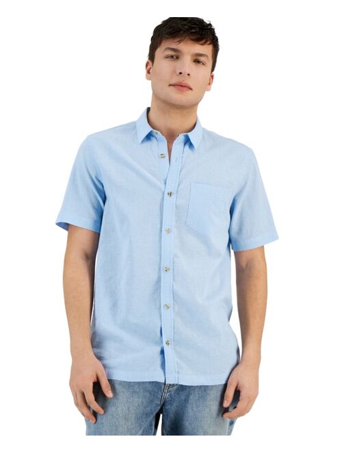 Sun + Stone Men's Blake Linen Chambray Short Sleeve Button-Front Shirt, Created for Macy's