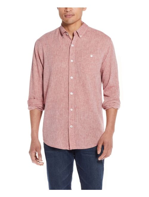 Weatherproof Vintage Men's Linen Cotton Long Sleeve Button Down Shirt