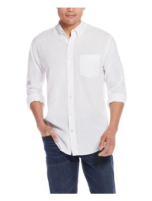 Weatherproof Vintage Men's Linen Cotton Long Sleeve Button Down Shirt