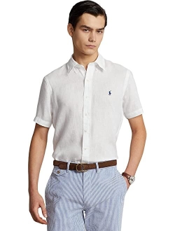 Men's Short-Sleeve Linen Button-Up