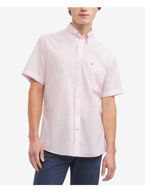 Tommy Hilfiger Men's Big & Tall Wainwright Solid Custom-Fit Short Sleeve Shirt