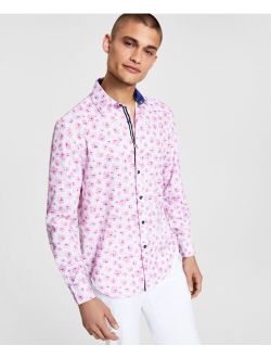 Society of Threads Men's Slim-Fit Performance Stretch Floral Long-Sleeve Button-Down Shirt