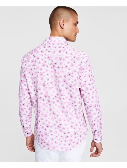 Society of Threads Men's Slim-Fit Performance Stretch Floral Long-Sleeve Button-Down Shirt