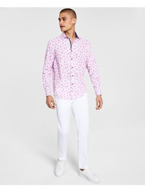 Society of Threads Men's Slim-Fit Performance Stretch Floral Long-Sleeve Button-Down Shirt