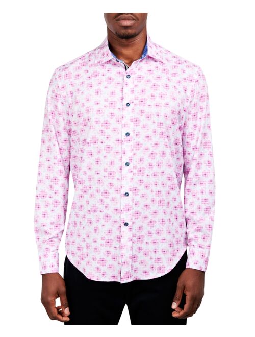 Society of Threads Men's Slim-Fit Performance Stretch Floral Long-Sleeve Button-Down Shirt