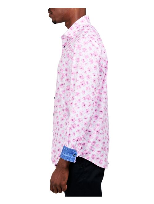 Society of Threads Men's Slim-Fit Performance Stretch Floral Long-Sleeve Button-Down Shirt