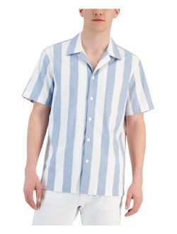 Men's Slim-Fit Rugby Stripe Short-Sleeve Button-Up Shirt