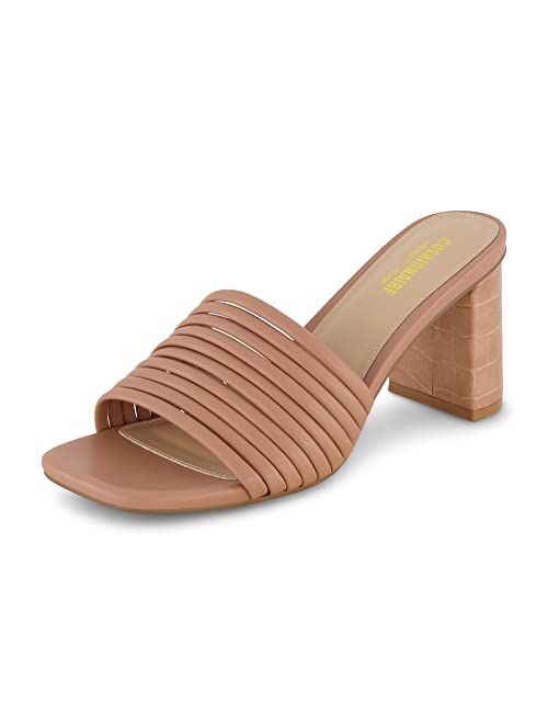 CUSHIONAIRE Women's Irma Strappy Block Heel Sandal +Memory Foam