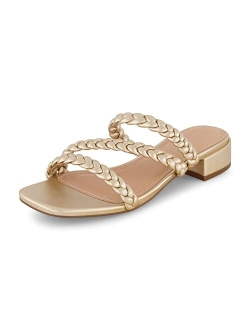 Women's Newton braided low block heel sandal  Memory Foam and Wide Widths Available