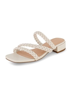 Women's Newton braided low block heel sandal  Memory Foam and Wide Widths Available