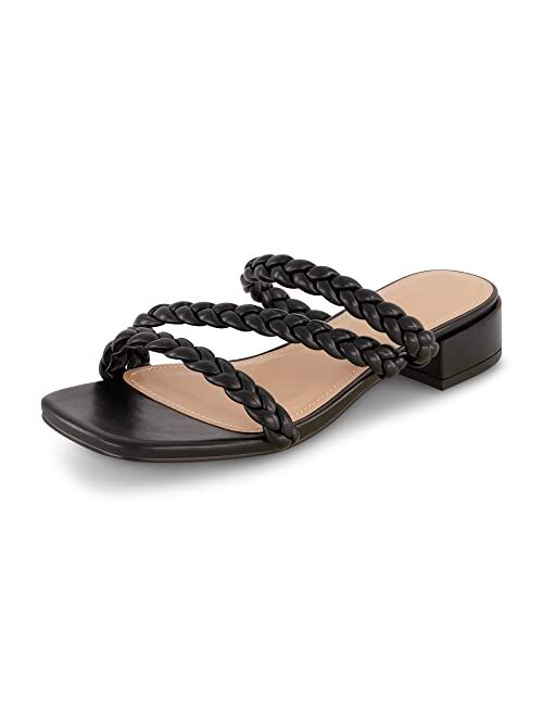 CUSHIONAIRE Women's Newton braided low block heel sandal +Memory Foam and Wide Widths Available