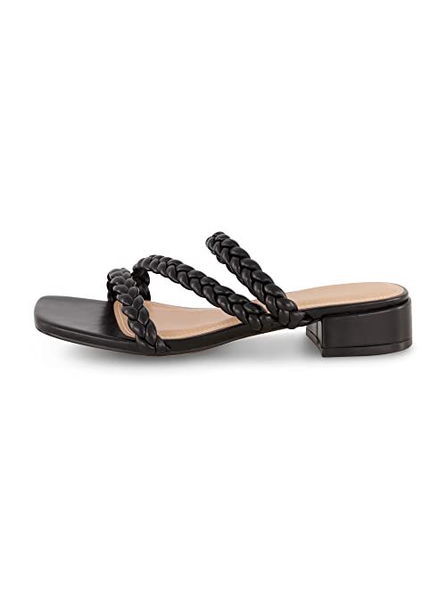 CUSHIONAIRE Women's Newton braided low block heel sandal +Memory Foam and Wide Widths Available