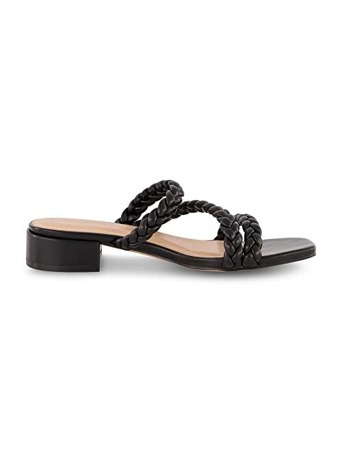 CUSHIONAIRE Women's Newton braided low block heel sandal +Memory Foam and Wide Widths Available