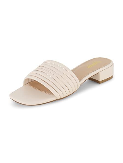 CUSHIONAIRE Women's Nino strappy low block heel slide sandal +Memory Foam and Wide Widths Available