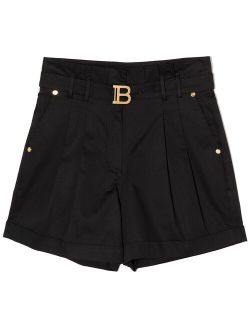 Kids logo-plaque tailored shorts