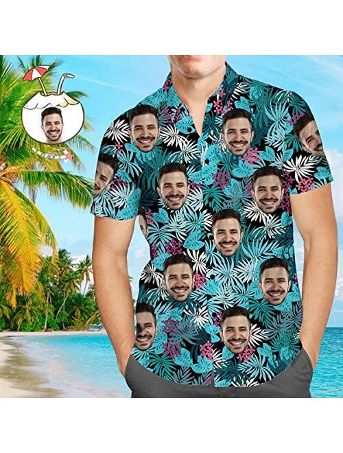 Izi Pod Custom Men's Hawaiian Shirts with Logo - Personalized Face Hawaiian Shirt for Summer Beach Party-Gift for Team & Company