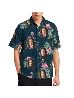 Julichas Custom Hawaiian Shirt for Men Funny Hawaiian Shirt with Face Personalized Funny Button Up Shirts Hawaiian Floral Shirts