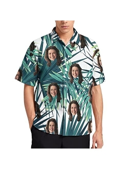 Julichas Custom Hawaiian Shirt for Men Funny Hawaiian Shirt with Face Personalized Funny Button Up Shirts Hawaiian Floral Shirts