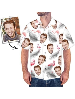 Generic Custom Photo Face Shirt - Custom Men's Face Photo Short Sleeve Casual Button Funky All Over Print Hawaiian Shirt