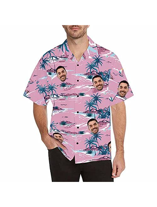 Interestprint Custom Girlfriend Face Hawaiian Shirt Photo Personalized Tee for Boyfriend Husband Or Father