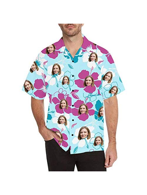 Interestprint Custom Girlfriend Face Hawaiian Shirt Photo Personalized Tee for Boyfriend Husband Or Father