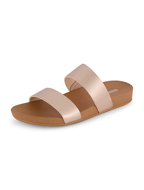 CUSHIONAIRE Women's Josie 2 band slide footbed sandal +Comfort Foam