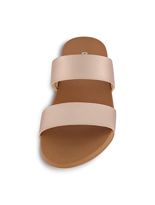 CUSHIONAIRE Women's Josie 2 band slide footbed sandal +Comfort Foam