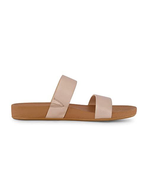 CUSHIONAIRE Women's Josie 2 band slide footbed sandal +Comfort Foam