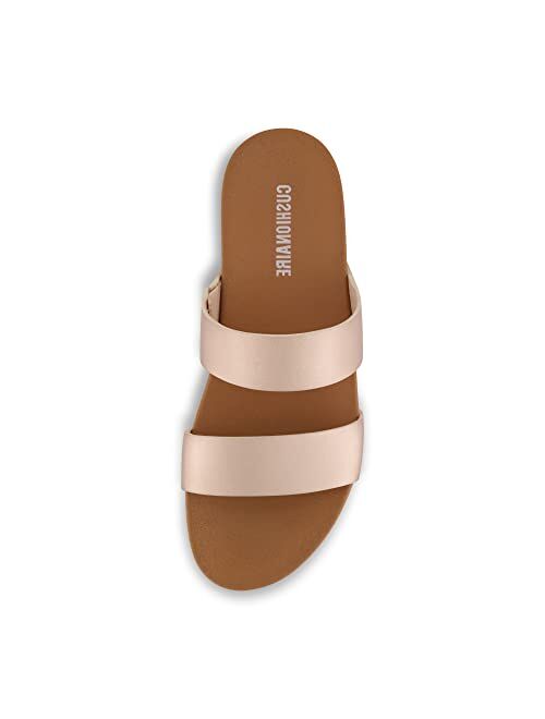 CUSHIONAIRE Women's Josie 2 band slide footbed sandal +Comfort Foam