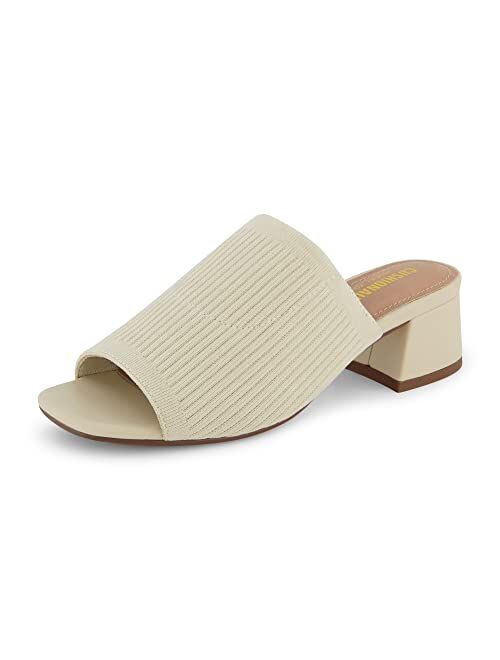 CUSHIONAIRE Women's Gwen Stretch Knit Heel Sandal +Memory Foam, Wide Widths Available