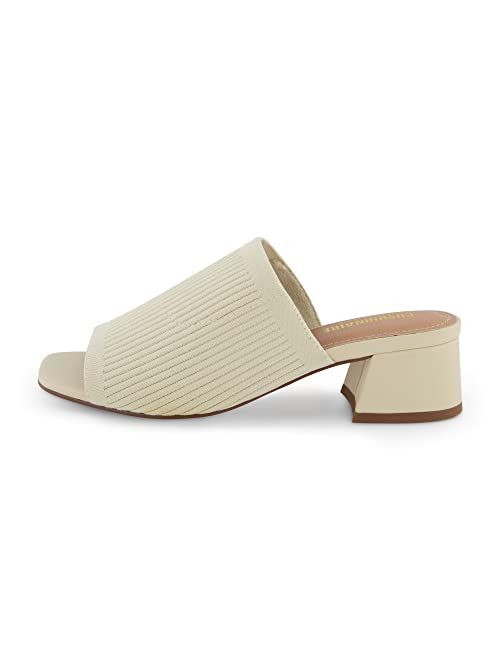 CUSHIONAIRE Women's Gwen Stretch Knit Heel Sandal +Memory Foam, Wide Widths Available