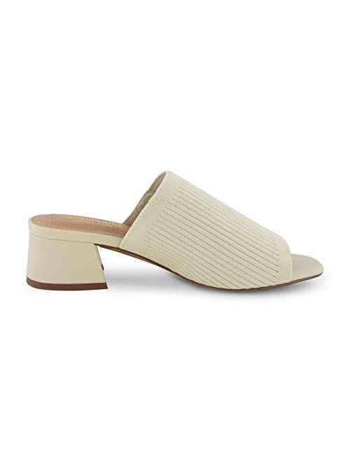 CUSHIONAIRE Women's Gwen Stretch Knit Heel Sandal +Memory Foam, Wide Widths Available